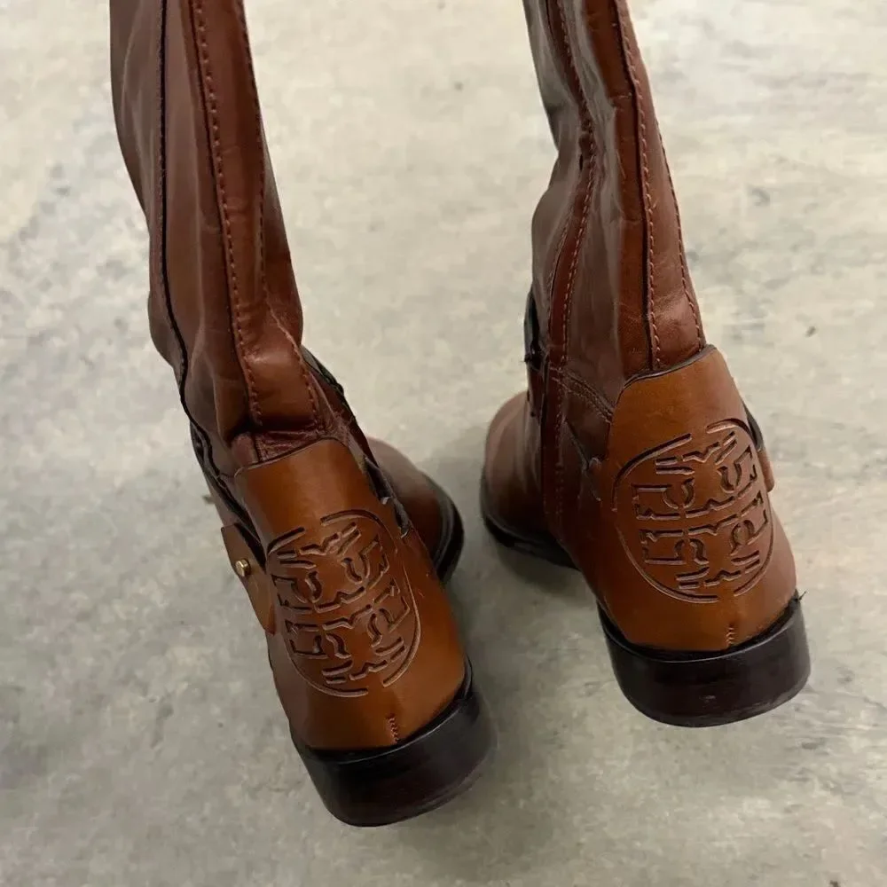 Tory Burch Chestnut Leather Tall Boots